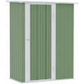 Outsunny 5ft x 3ft Metal Garden Storage Shed, Outdoor Tool Shed with Sloped Roof, Lockable Door for Tools, Equipment, Light Green - SGP Garden Ltd