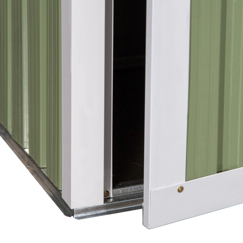 Outsunny 5ft x 3ft Metal Garden Storage Shed, Outdoor Tool Shed with Sloped Roof, Lockable Door for Tools, Equipment, Light Green - SGP Garden Ltd