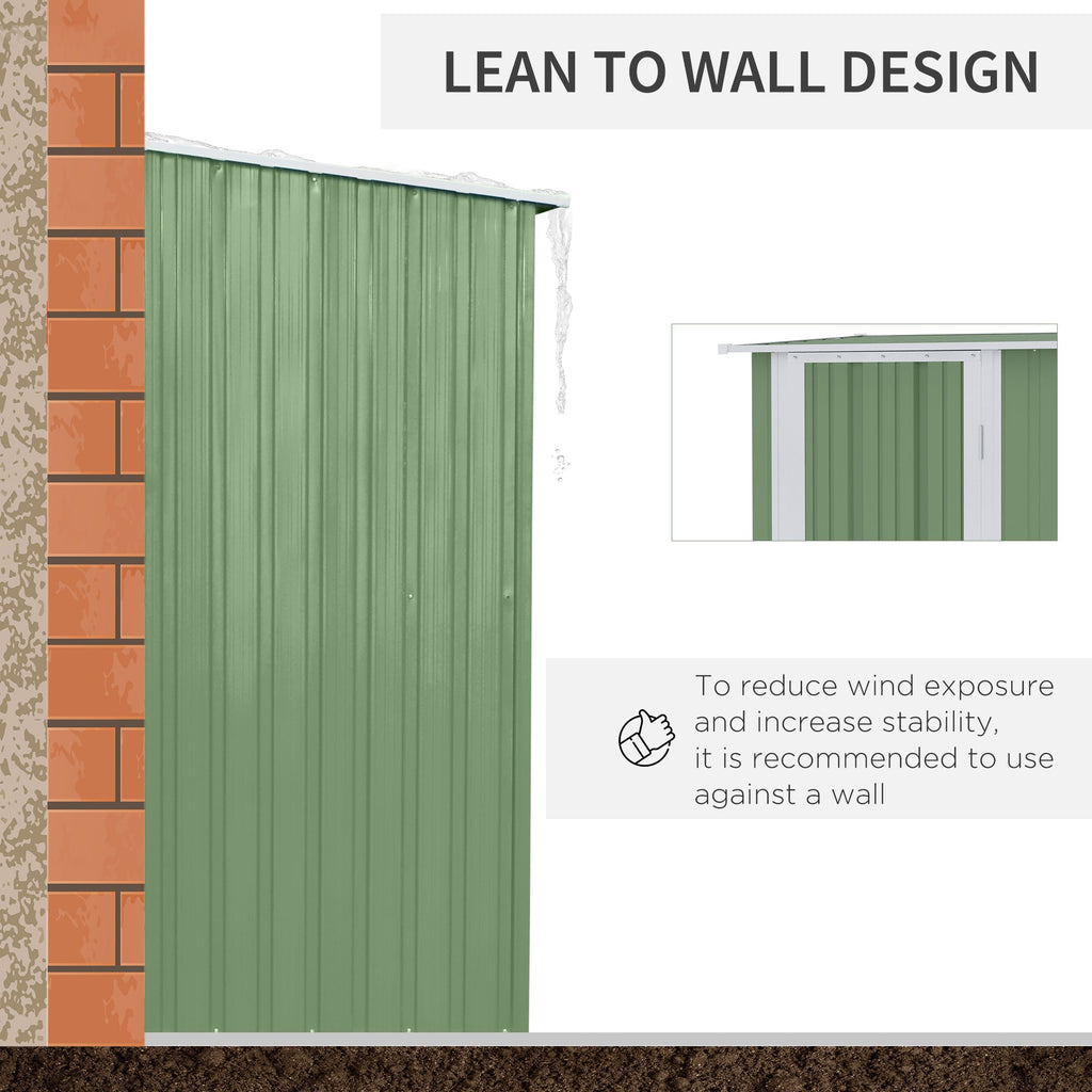 Outsunny 5ft x 3ft Metal Garden Storage Shed, Outdoor Tool Shed with Sloped Roof, Lockable Door for Tools, Equipment, Light Green - SGP Garden Ltd