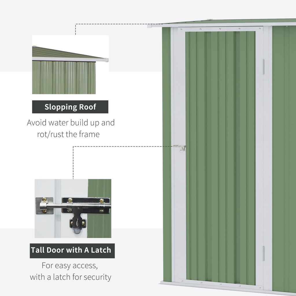 Outsunny 5ft x 3ft Metal Garden Storage Shed, Outdoor Tool Shed with Sloped Roof, Lockable Door for Tools, Equipment, Light Green - SGP Garden Ltd