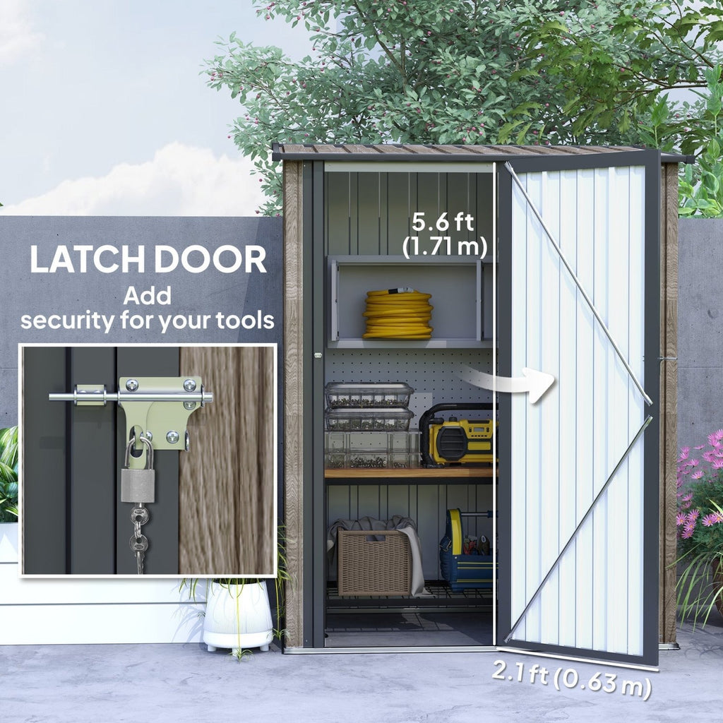 Outsunny 5ft x 3ft Metal Garden Storage Shed, Outdoor Tool Shed with Sloped Roof, Lockable Door for Tools, Equipment, Light Grey - SGP Garden Ltd