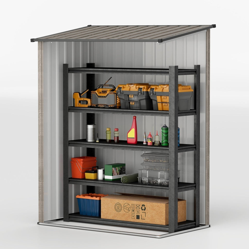 Outsunny 5ft x 3ft Metal Garden Storage Shed, Outdoor Tool Shed with Sloped Roof, Lockable Door for Tools, Equipment, Light Grey - SGP Garden Ltd