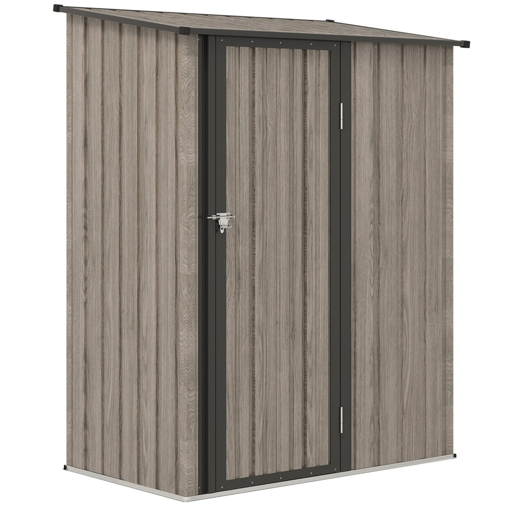 Outsunny 5ft x 3ft Metal Garden Storage Shed, Outdoor Tool Shed with Sloped Roof, Lockable Door for Tools, Equipment, Light Grey - SGP Garden Ltd