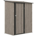 Outsunny 5ft x 3ft Metal Garden Storage Shed, Outdoor Tool Shed with Sloped Roof, Lockable Door for Tools, Equipment, Light Grey - SGP Garden Ltd