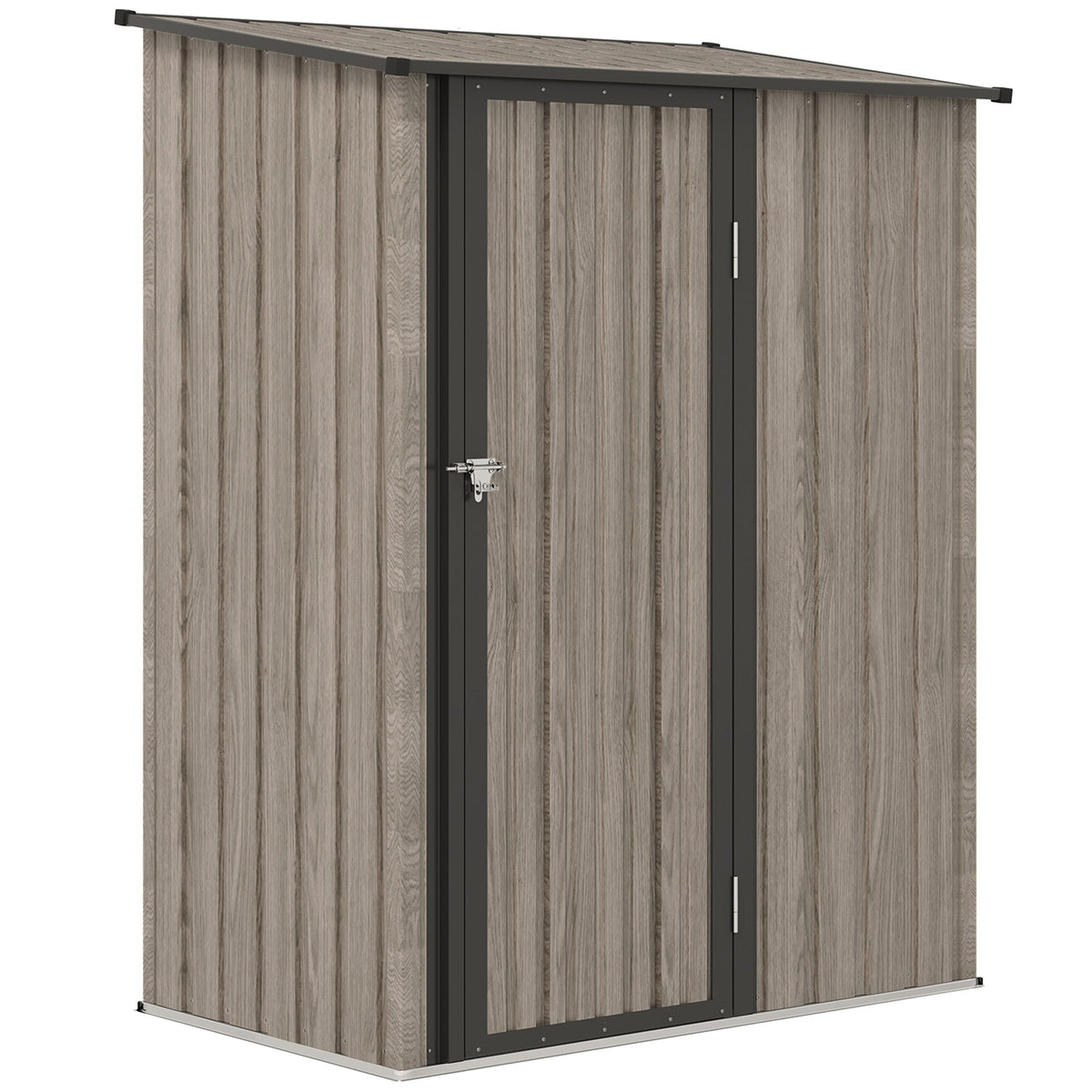 Outsunny 5ft x 3ft Metal Garden Storage Shed, Outdoor Tool Shed with Sloped Roof, Lockable Door for Tools, Equipment, Light Grey - SGP Garden Ltd