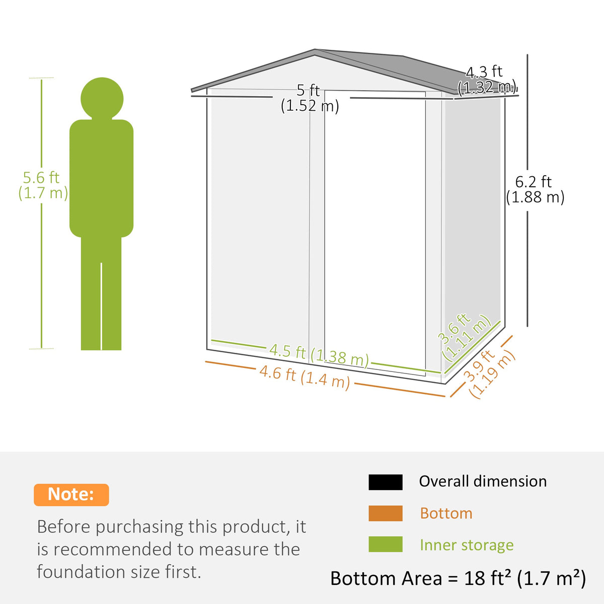 Outsunny 5ft x 4.3ft Outdoor Garden Storage Shed - Grey Wood Effect - SGP Garden Ltd
