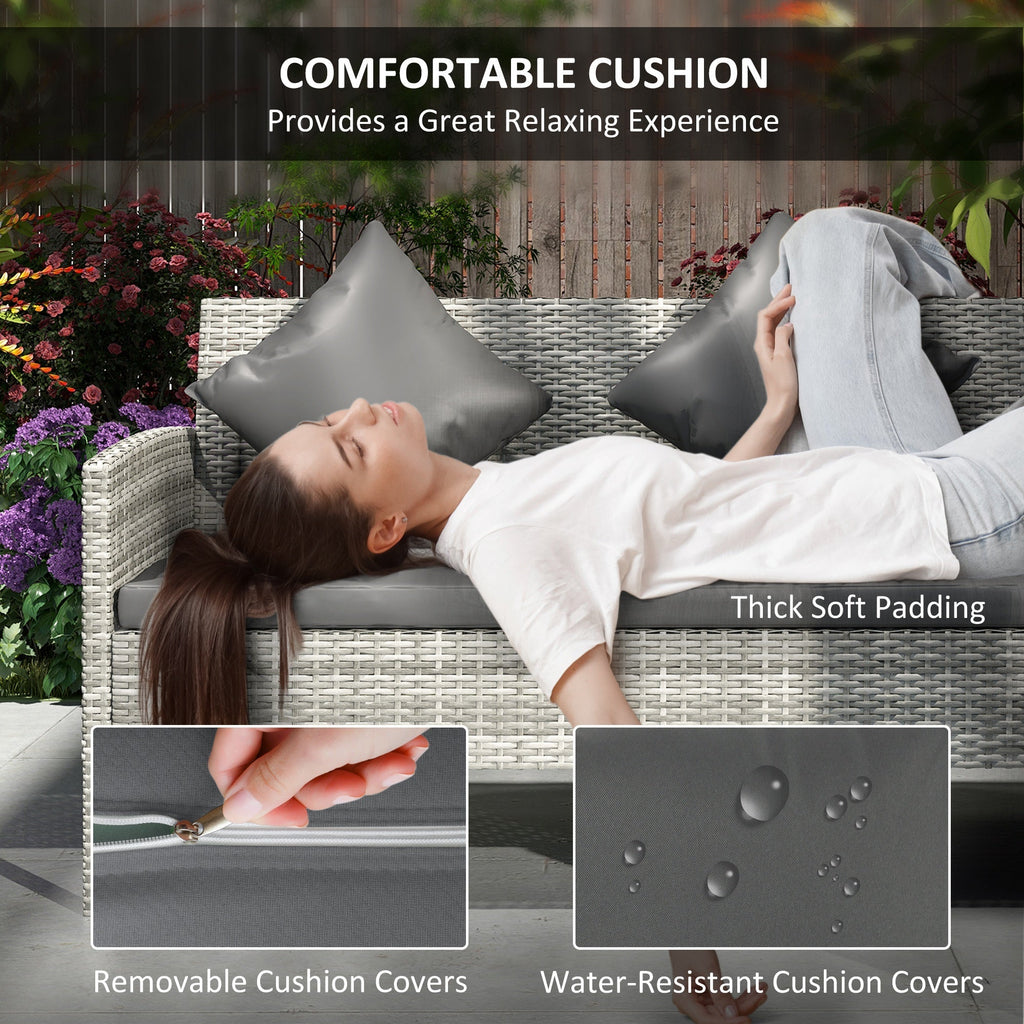 Outsunny 5Pcs Rattan Dining Corner Sofa Set, Garden Furniture Set, Dark Grey - SGP Garden Ltd