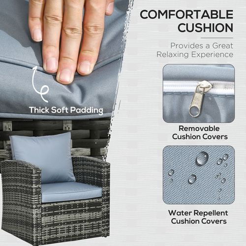 Outsunny 6 PCS Patio Rattan Sofa Set Conversation Furniture Grey - SGP Garden Ltd
