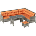 Outsunny 6 PCs Patio wicker Sofa Set Rattan Chair Furniture, Orange - SGP Garden Ltd