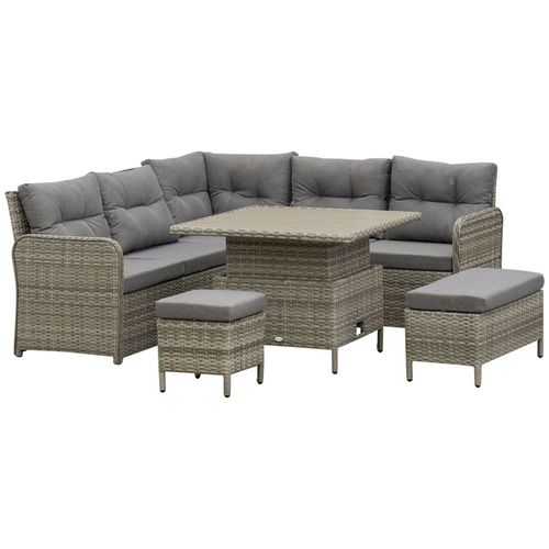 Outsunny 6 PCs Rattan Garden Furniture Sectional Conversation Corner Sofa - SGP Garden Ltd