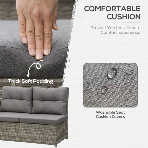 Outsunny 6 PCs Rattan Garden Furniture Sectional Conversation Corner Sofa - SGP Garden Ltd