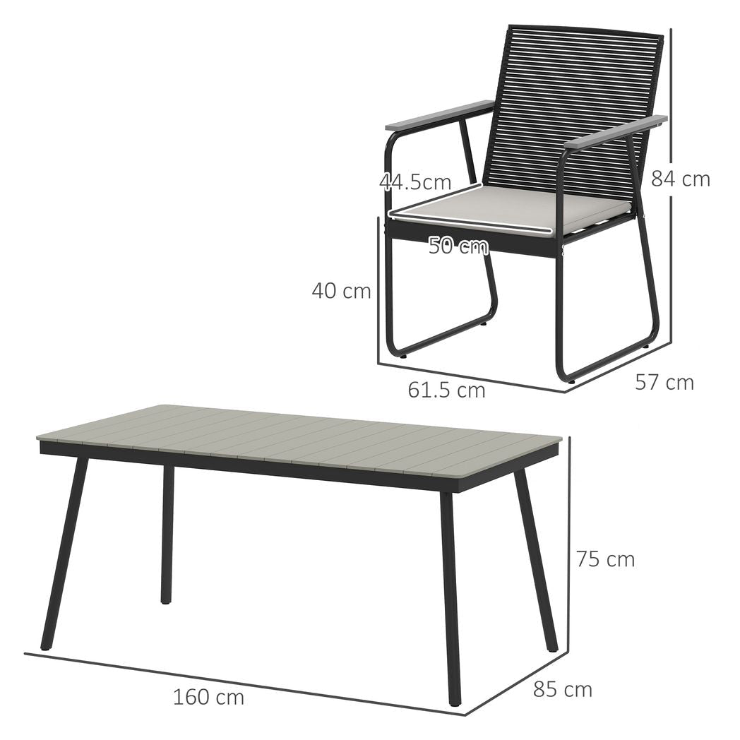 Outsunny 6 Seater Garden Dining Set with Cushions Rattan Backrest - SGP Garden Ltd
