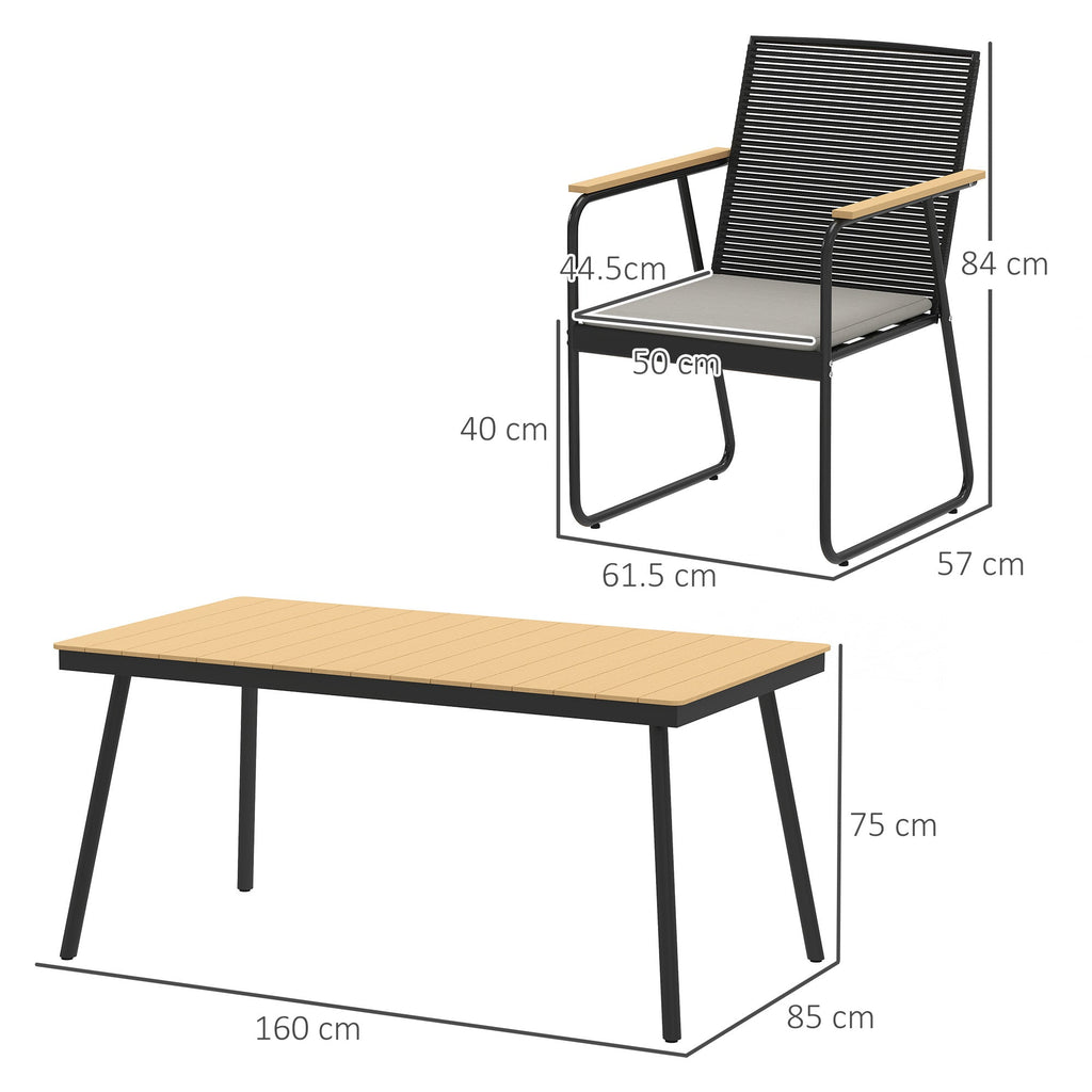 Outsunny 6 Seater Garden Dining Set with Cushions Rattan Backrest - SGP Garden Ltd