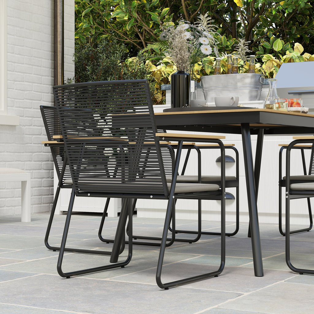Outsunny 6 Seater Garden Dining Set with Cushions Rattan Backrest - SGP Garden Ltd