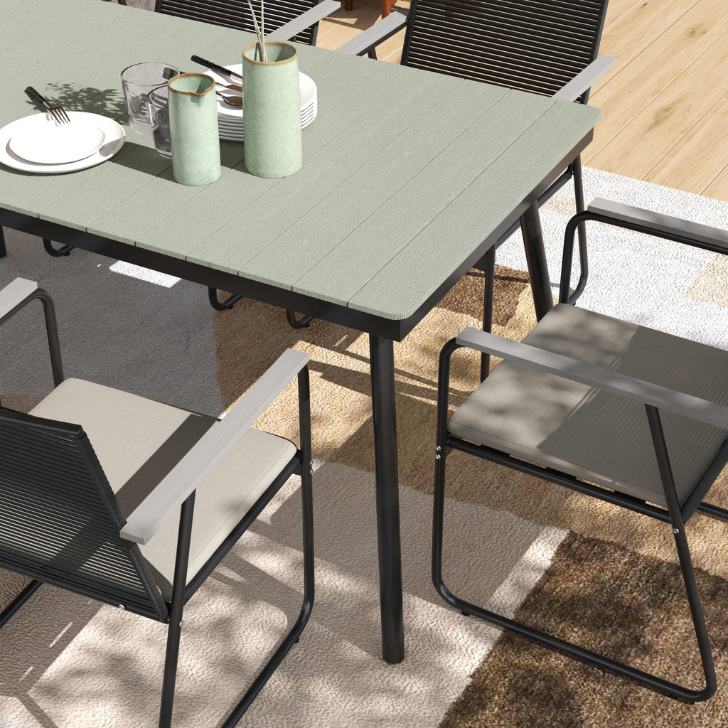 Outsunny 6 Seater Garden Dining Set with Cushions Rattan Backrest - SGP Garden Ltd