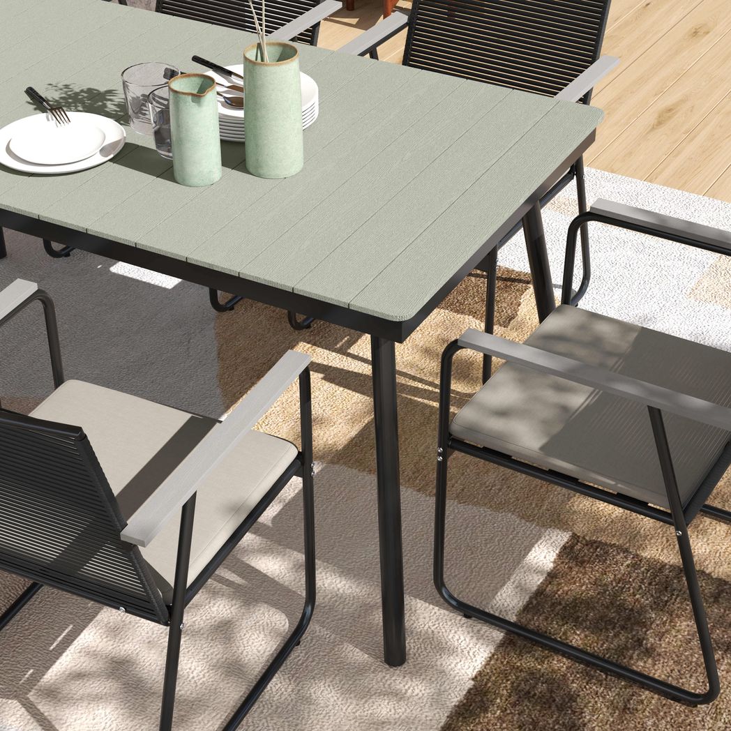 Outsunny 6 Seater Garden Dining Set with Cushions Rattan Backrest - SGP Garden Ltd