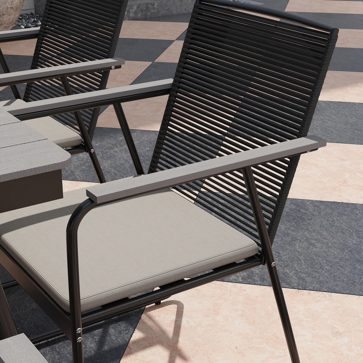 Outsunny 6 Seater Garden Dining Set with Cushions Rattan Backrest - SGP Garden Ltd