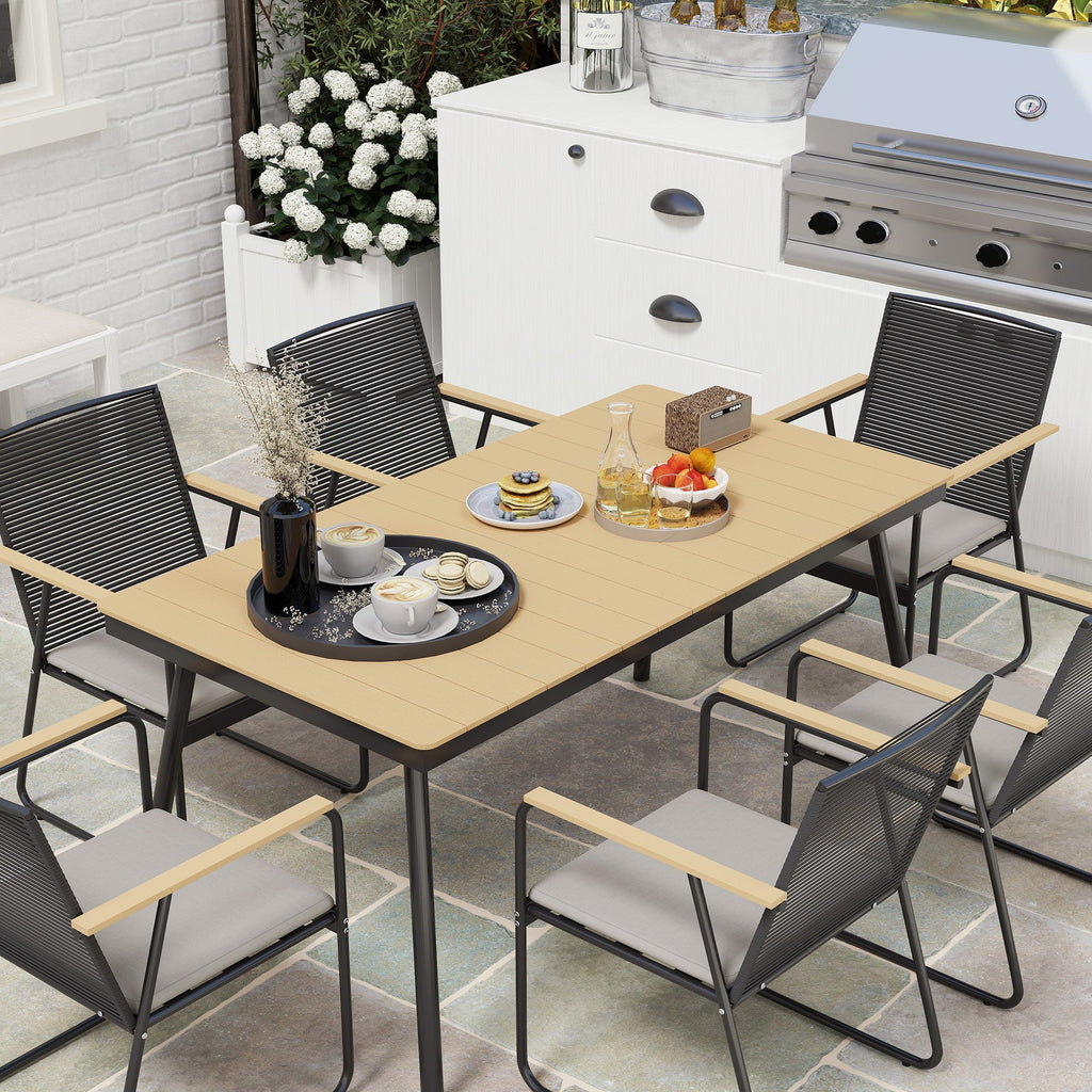 Outsunny 6 Seater Garden Dining Set with Cushions Rattan Backrest - SGP Garden Ltd