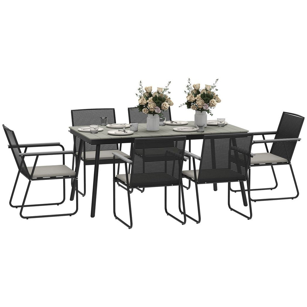Outsunny 6 Seater Garden Dining Set with Cushions Rattan Backrest - SGP Garden Ltd