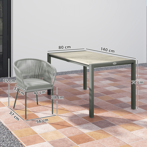 Outsunny 6 Seater Rattan Dining Set with Acacia Wood Table Top Seat Cushions - SGP Garden Ltd