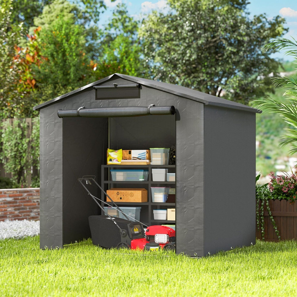 Outsunny 6 x 4 ft Outdoor Garden Storage Shed, Waterproof Bike Tent with Vent and Roll-Up Zipper Door - SGP Garden Ltd