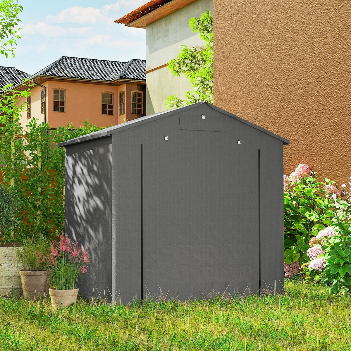 Outsunny 6 x 4 ft Outdoor Garden Storage Shed, Waterproof Bike Tent with Vent and Roll-Up Zipper Door - SGP Garden Ltd