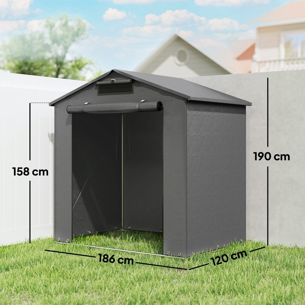 Outsunny 6 x 4 ft Outdoor Garden Storage Shed, Waterproof Bike Tent with Vent and Roll-Up Zipper Door - SGP Garden Ltd