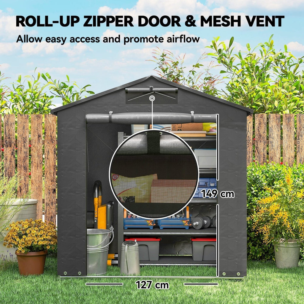 Outsunny 6 x 4 ft Outdoor Garden Storage Shed, Waterproof Bike Tent with Vent and Roll-Up Zipper Door - SGP Garden Ltd