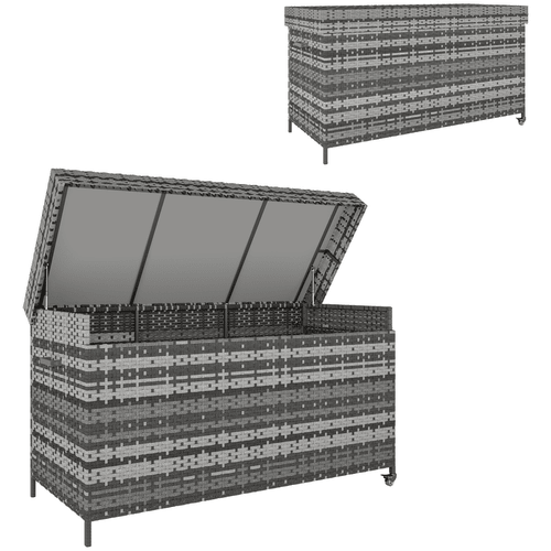 Outsunny 627 L Rattan Garden Storage Box with Gas Lift Lid and Wheels - SGP Garden Ltd