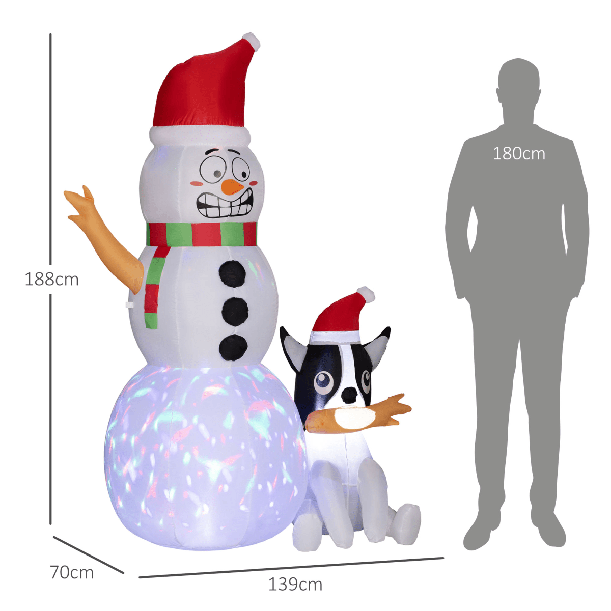 Outsunny 6.2FT Christmas Blow Up Snowman with Dog for Garden Party Outdoor - SGP Garden Ltd
