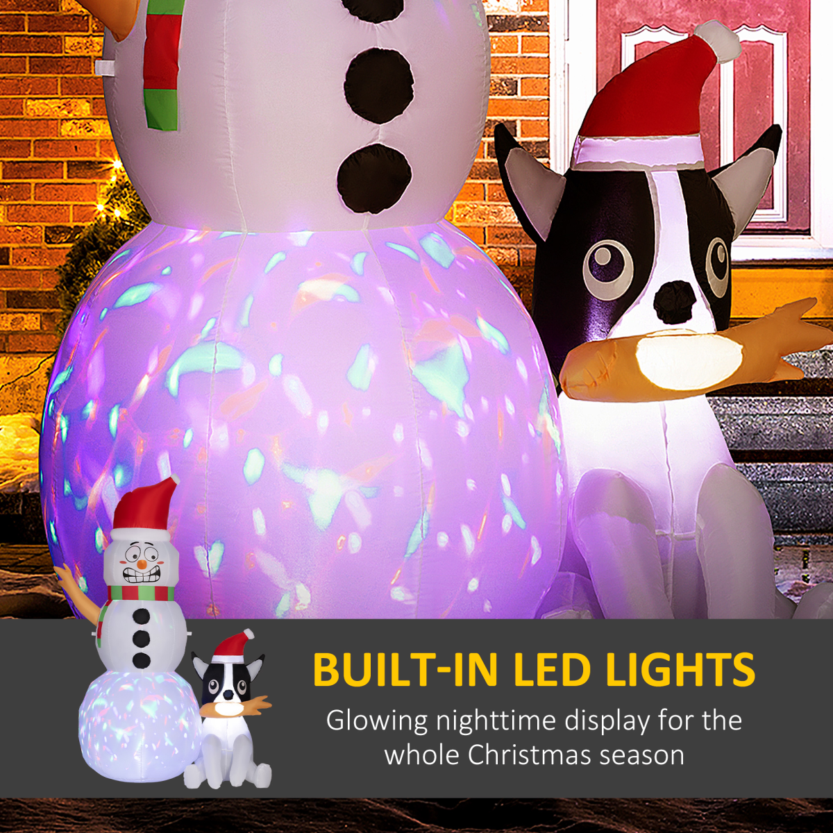 Outsunny 6.2FT Christmas Blow Up Snowman with Dog for Garden Party Outdoor - SGP Garden Ltd