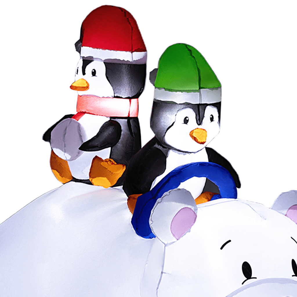 Outsunny 6.4FT Christmas Inflatable Two Penguins Riding on Polar Bear - SGP Garden Ltd