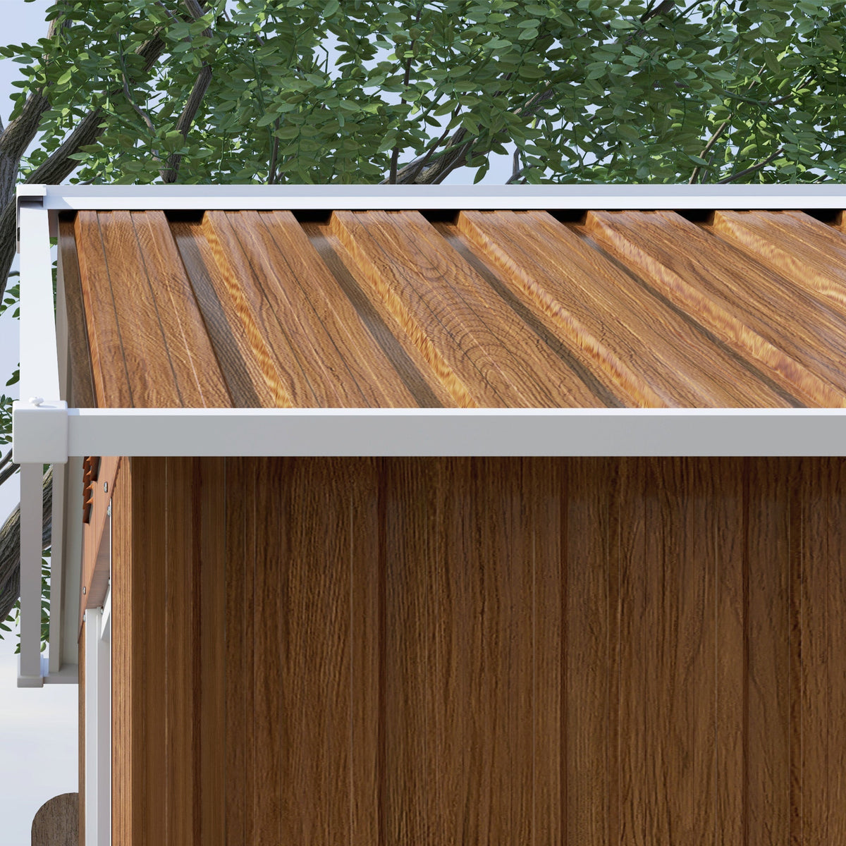 Outsunny 6.5 x 3.5ft Metal Garden Storage Shed - Brown Wood Effect - SGP Garden Ltd