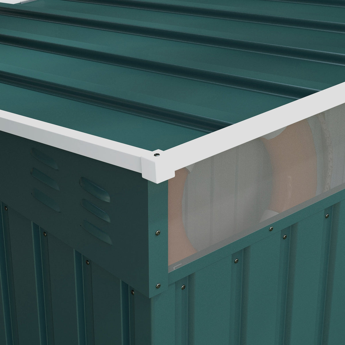Outsunny 6.5 x 4FT Galvanised Metal Shed with Foundation Kit, Lockable Tool Garden Shed with Double Sliding Doors, Vents, Green - SGP Garden Ltd