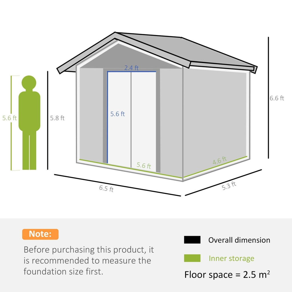 Outsunny 6.5 x 5ft Garden Shed, Metal Storage Tool House Gardening Tool Storage with Shutter Vents, Brown - SGP Garden Ltd