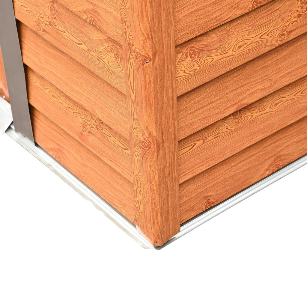 Outsunny 6.5 x 5ft Garden Shed, Metal Storage Tool House Gardening Tool Storage with Shutter Vents, Brown - SGP Garden Ltd