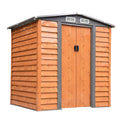 Outsunny 6.5 x 5ft Garden Shed, Metal Storage Tool House Gardening Tool Storage with Shutter Vents, Brown - SGP Garden Ltd