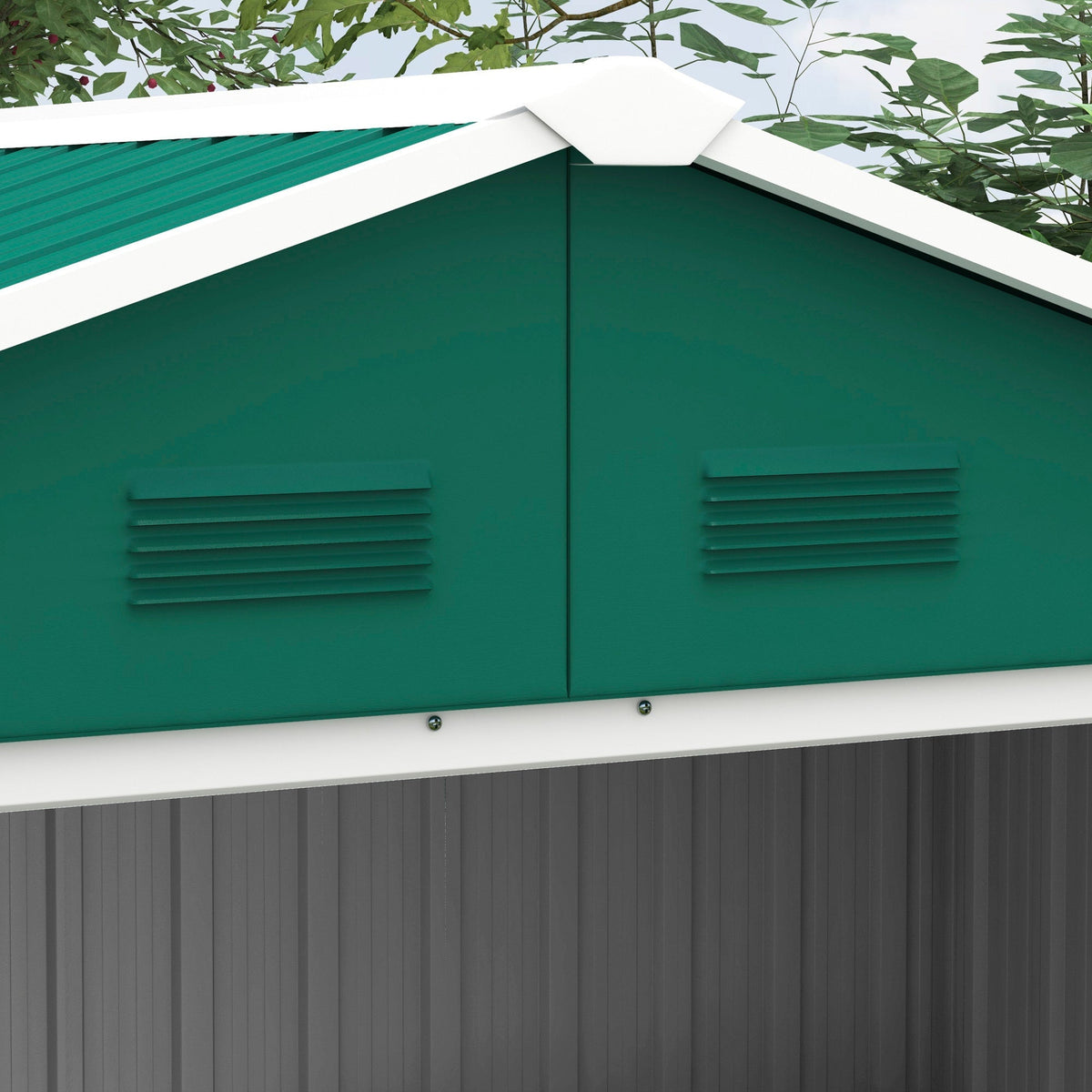 Outsunny 6.5ft x 3.5ft Metal Garden Storage Shed for Outdoor Tool Storage with Double Sliding Doors and 4 Vents, Green - SGP Garden Ltd