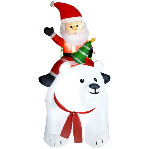 Outsunny 6.6FT Christmas Inflatable Santa Claus w/ Polar Bear for Graden - SGP Garden Ltd