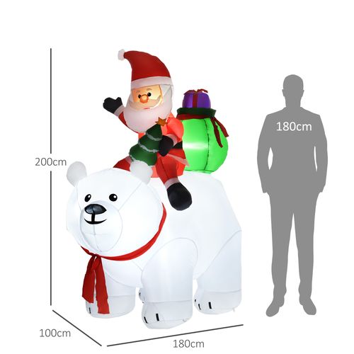 Outsunny 6.6FT Christmas Inflatable Santa Claus w/ Polar Bear for Graden - SGP Garden Ltd