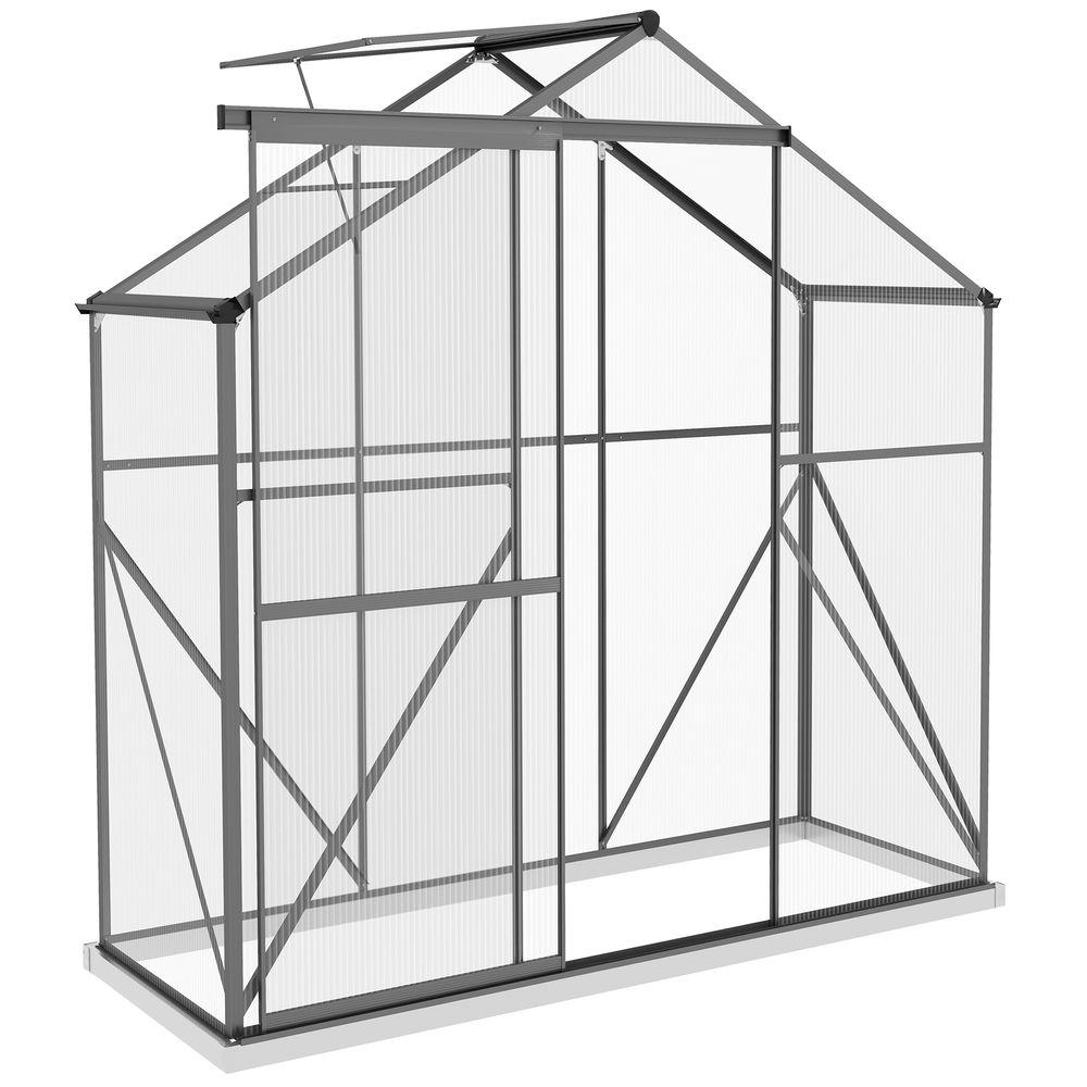 Outsunny 6x2.5ft Polycarbonate Greenhouse Aluminium Dark Grey - Durable, Spacious & Efficient - SGP Garden Ltd