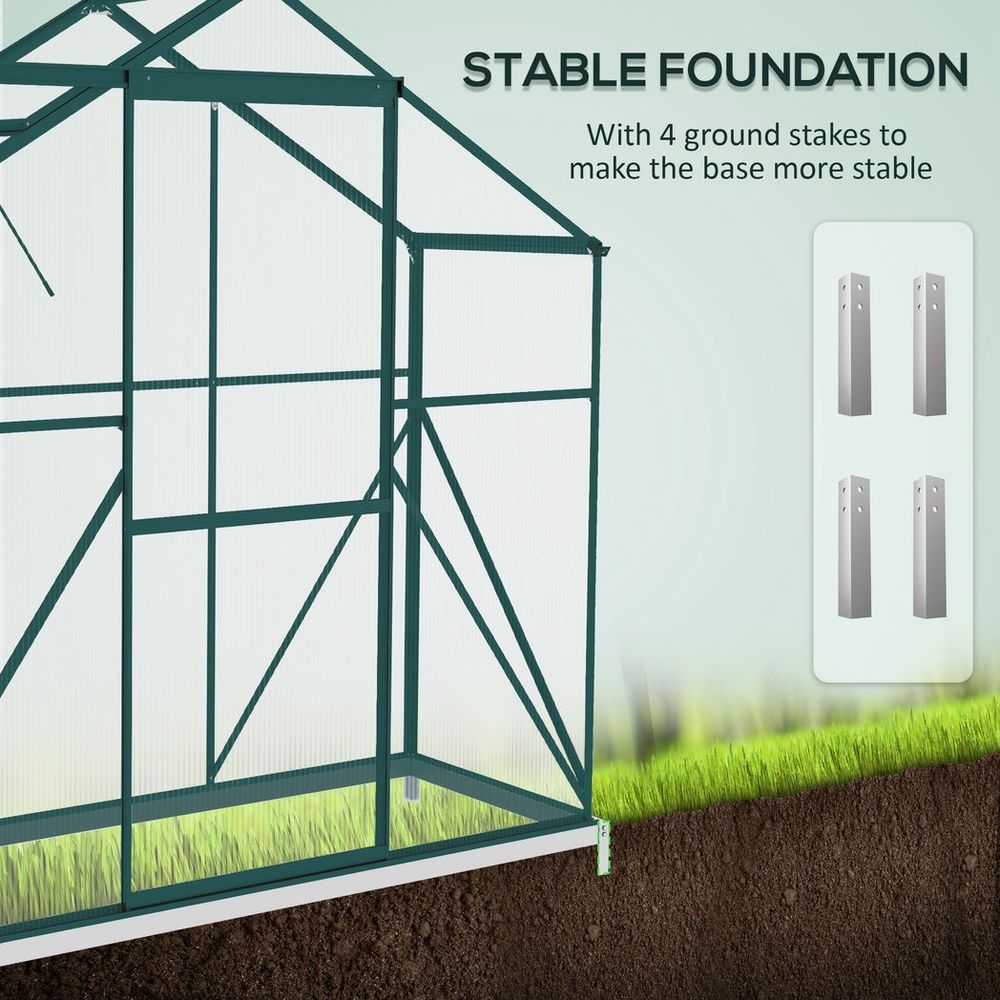 Outsunny 6x2.5ft Polycarbonate Greenhouse - Strong, Spacious, and Effortless Gardening - SGP Garden Ltd