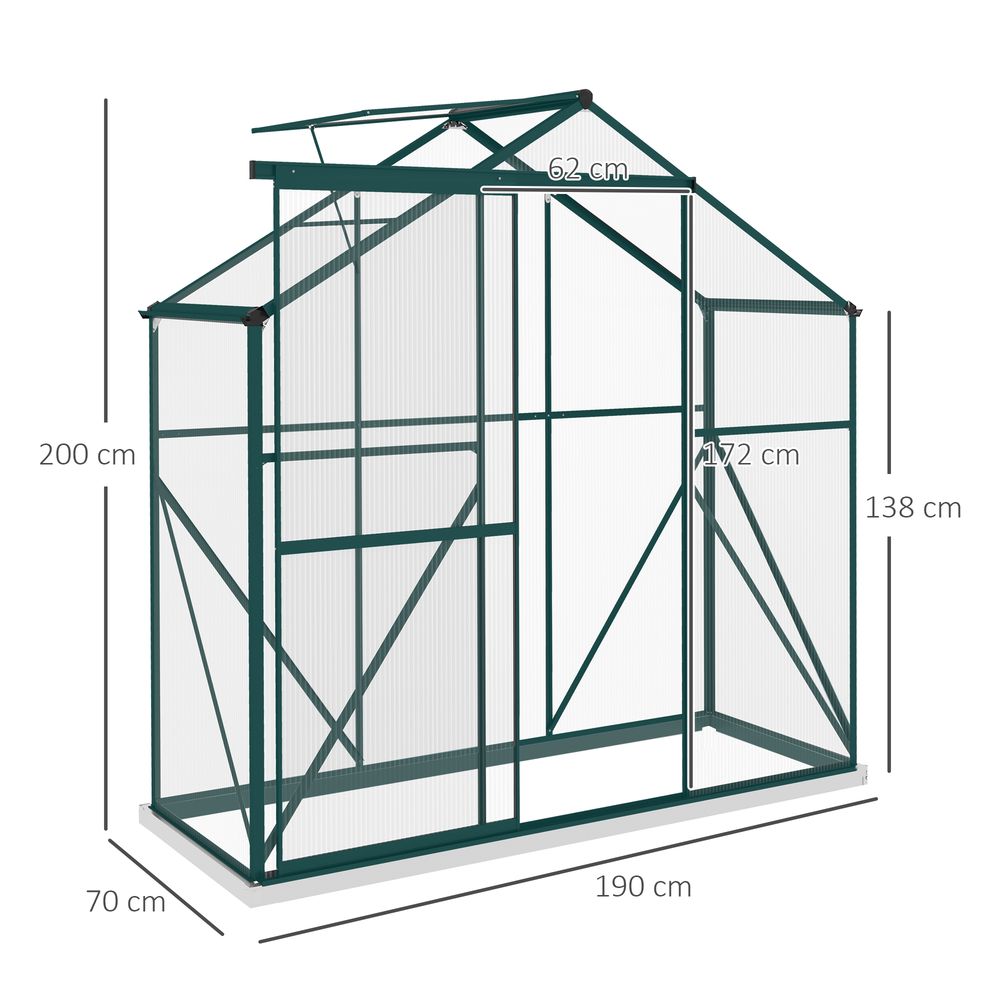 Outsunny 6x2.5ft Polycarbonate Greenhouse - Strong, Spacious, and Effortless Gardening - SGP Garden Ltd