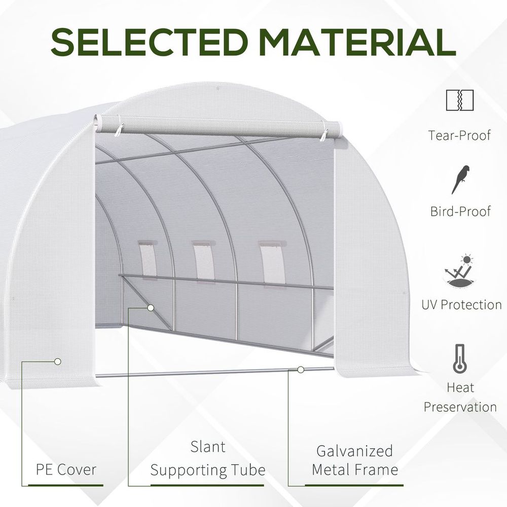 Outsunny 6x3x2m Polytunnel Greenhouse - Zippered Door, 8 Windows - SGP Garden Ltd