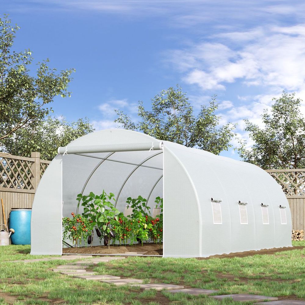 Outsunny 6x3x2m Polytunnel Greenhouse - Zippered Door, 8 Windows - SGP Garden Ltd