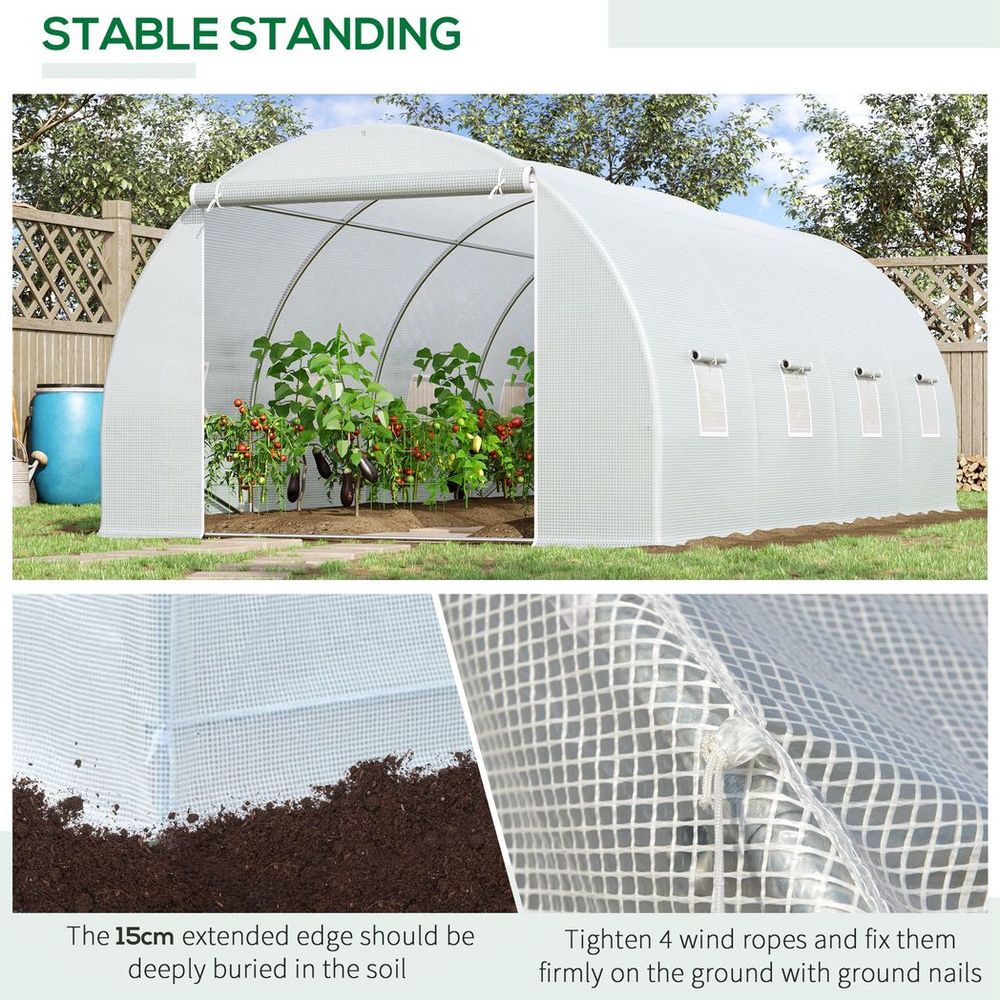 Outsunny 6x3x2m Polytunnel Greenhouse - Zippered Door, 8 Windows - SGP Garden Ltd