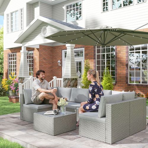 Outsunny 7 Pieces Rattan Garden Furniture Set with Cushions - SGP Garden Ltd
