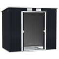 Outsunny 7 x 4ft Galvanised Steel Garden Shed, with Foundation Kit - Dark Grey - SGP Garden Ltd