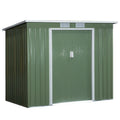 Outsunny 7 x 4ft Galvanised Steel Garden Shed, with Foundation Kit - Green - SGP Garden Ltd