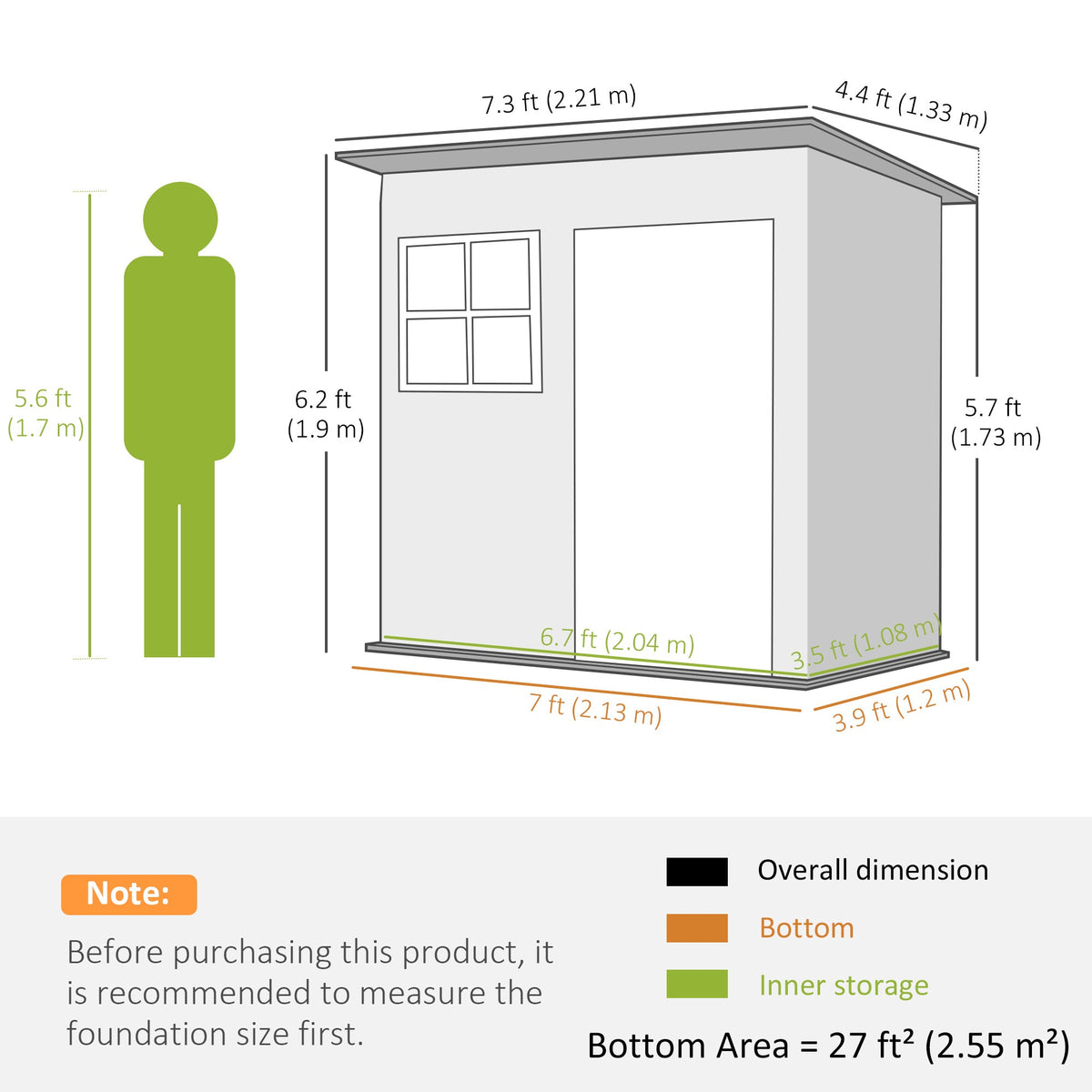 Outsunny 7 x 4ft Galvanised Steel Garden Shed, with Lock and Gloves - Green - SGP Garden Ltd